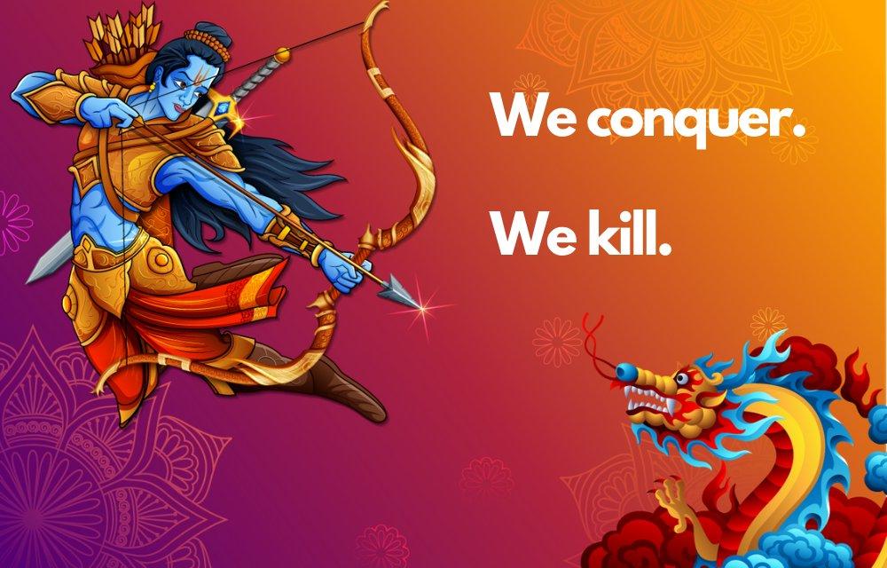 Hong Kong Twitter user's war poster showcasing Rama slaying Chinese dragon wins over Indians